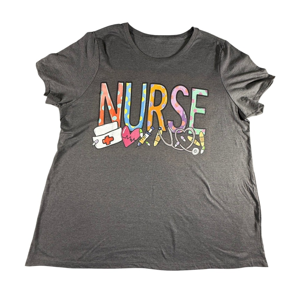 NURSE Graphic T Shirt Short Sleeve No Tag Measures as Women's Size Large